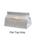 Premium grey minimalist faux leather tissue box holder with elegant gold snap buttons and lettering - Flat Top Basic / Gray