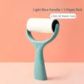 Light blue standing lint roller for pet hair removal with 1 refillable 60-sheet roll - Light Blue Handle + 1 Roll / 60 Sheets/Roll / Light Blue