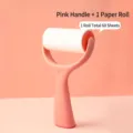 Pink standable clothes lint roller with one roll of 60 sheets for pet hair removal - Pink Handle + 1 Roll / 60 Sheets/Roll / Pink