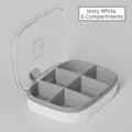 Portable ivory white pill organizer box with six compartments and transparent lid - 6 Grids / Ivory