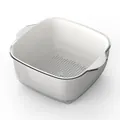 Kitchen double-layer drain basket with white inner strainer and transparent outer basin - S / White