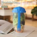 Blue 1000ml portable salad cup with built-in fork and lid for healthy meals on the go - 1000ML / Blue