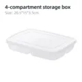 White translucent 4-compartment refrigerator food storage box for meal prep, 20.5cm - Small 4-Grid / Clear