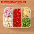 5-compartment plastic food storage box for ingredient prep and fridge organization - 5 Compartments / Clear