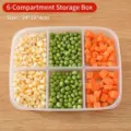 Clear 6-compartment plastic food storage box for refrigerator meal prep organization - 6 Compartments / Clear