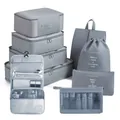 Set da 8 cubi organizzatori da viaggio grigi con borse a rete e trousse di alta qualità - Set da 9 Pezzi Grigio