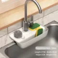 White faucet sink organizer and splash guard drainage rack for sponges and soap storage - 27x14x5cm / White