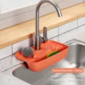 Orange silicone faucet draining rack for kitchen sink sponge and cleaning tool storage. - 27x14x5cm / Orange
