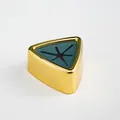 Triangular gold towel plug holder with green silicone core for kitchen and bathroom - Gold-Plated Dark Blue