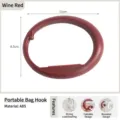 Portable wine red ABS bag hook for desk side with foldable design and 11cm width - Burgundy