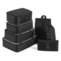 Schwarzes 7-teiliges multifunktionales Reise-Organizer-Set für Koffer - Schwarz