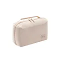 Minimalist beige padded electronic organizer bag with double zipper for travel storage - Beige