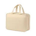 Premium cream beige waterproof Oxford cloth travel storage bag featuring sturdy carrying handles - Milk Apricot
