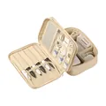 Sac de rangement multifonction beige en tissu Oxford pour accessoires électroniques - Double Couche / Abricot Lait