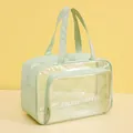 Sac de voyage imperméable en PU vert clair avec compartiment PVC transparent et anses - L / Sans compartiment à chaussures / Vert