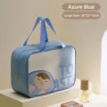 Vista detallada del neceser grande de PU azul azur con un diseño de personaje lindo - L / Azul Azur