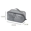 Grande trousse de toilette en maille grise 23x10x10cm avec poignée et double fermeture - Gris
