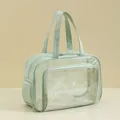 Mint green multi-functional PU travel wash bag with clear window and print - With Shoe Compartment / Green