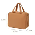 Portable orange Oxford cloth travel toiletry bag showing detailed 30x22x12cm dimensions - Cubic Handheld Style / 30x22x12cm / Caramel Brown