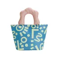 Süße wasserdichte Lunchtasche mit rosa Wolkengriff und blauem geometrischem Muster. - Rosa