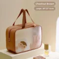 Bolsa de aseo grande de cuero PU marrón castaña con doble asa 30x22x12cm - L / Marrón Castaña