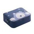 Navy blue cartoon bear document storage bag featuring a secure three-digit combination lock - Three Layers With Lock (Polar Bear Pattern) / Dark Jade Cyan