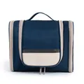 Large capacity navy blue polyester toiletry bag with portable handle for travel - L / Navy Blue