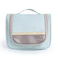 Large capacity waterproof polyester hanging toiletry bag with handle and zipper - L / Blue