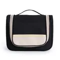 Black and beige waterproof polyester hanging travel toiletry bag for cosmetic organizer - L / Black