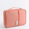 Large capacity waterproof travel passport organizer in light orange-pink color - L / Orange Pink