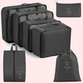 Set professionale di 7 cubi da viaggio grigio scuro per organizzare bene i bagagli - Set da 7 pezzi / Nero