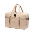 Large capacity beige foldable travel bag with trolley sleeve and top hand straps - L / Beige