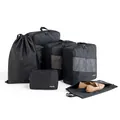 6-piece black polyester travel packing cube set including shoe bag and drawstring pouch - 6-Piece Set / Low-profile Black