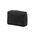 Neceser de viaje ecológico negro con doble cremallera y parche con logotipo frontal - Tamaño Pequeño / Negro