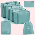 Set da 7 pezzi di organizer da viaggio turchese per valigie e contenitori ordinati - Set da 7 pezzi / Blu Coreano