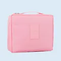 Borsa da toilette portatile in tessuto Oxford rosa e organizer per cosmetici da viaggio. - Rosa