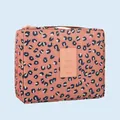 Borsa da trucco portatile leopardata in tessuto Oxford per i viaggi - Leopardo Rosa