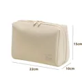 Bolsa de maquillaje y neceser de viaje beige de tela ecológica, tamaño 22x15x10 cm - Bolsa de Maquillaje Grande / Beige