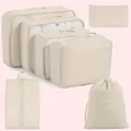 Set da 7 pezzi di organizer da viaggio beige con cubi di imballaggio e borse per valigie - Set da 7 pezzi / Beige