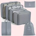 Set durevole da 7 pezzi di organizer grigi per valigie e organizzazione di viaggio - Set da 7 pezzi / Grigio