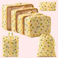 Set di 7 borse organizer da viaggio con simpatica fantasia a limoni per valigia - Set da 7 pezzi / Limone Giallo