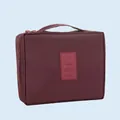 Beauty case da viaggio in tessuto Oxford bordeaux impermeabile con robusto manico e cerniera - Rosso scuro