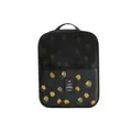 Black oxford fabric travel shoe organizer bag with vibrant lemon pattern and mesh pocket - Navy Lemon