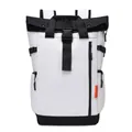 Large capacity white roll-top unisex backpack for travel and laptop - White
