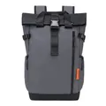 Large capacity roll-top backpack in dark grey, ideal for casual travel and outdoor use. - Gray