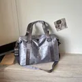 Lightweight greyish-purple polka dot large-capacity travel bag for gym and weekend trips - One Size / Gray