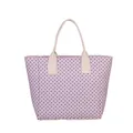 Borsa tote viola a pois di grande capacità con manici in tessuto color crema per donna - Vestibilità regolare / Taglia unica / Viola