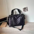 Large capacity black polka dot travel bag with adjustable strap - One Size / Black