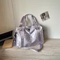 Lightweight purple polka dot travel gym bag with an adjustable shoulder strap for travel - One Size / Purple