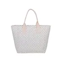 Borsa tote bianca a pois neri con manici rosa, grande capacità per ragazze, stile college - Vestibilità regolare / Taglia unica / Beige